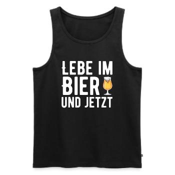 Lebe im BIer und jetzt - Männer Premium Bio Tank Top - Schwarz - Vorne - Michal (187cm)