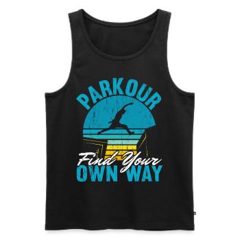 Parkour Finde deinen eigenen Weg Free Running Trac - Männer Premium Bio Tank Top - Schwarz - Vorne - AI Model Male 178 light (178cm)