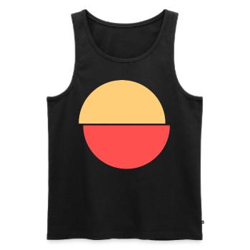 Demi-cercles rouge et jaune Design - Débardeur bio Premium Homme - noir - Devant - AI Model Male 178 light (178cm)