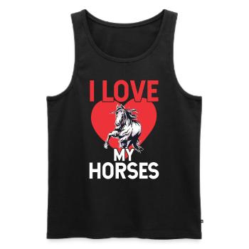 I love my horses riders horse riding - Men's Premium Organic Tank Top - black - Front - AI Model Male 178 light (178cm)