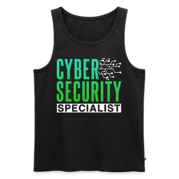 Cybersecurity Spezialist Hack Hacker IT Sicherheit - Männer Premium Bio Tank Top - Schwarz - Vorne - Michal (187cm)