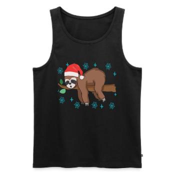 Paresseux de Noël - Débardeur bio Premium Homme - noir - Devant - Michal (187cm)