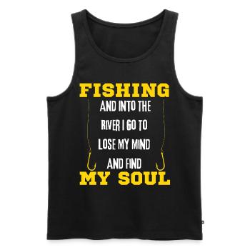 Fishing And Into The River I Go To Lose My Mind - Débardeur bio Premium Homme - noir - Devant - Michal (187cm)