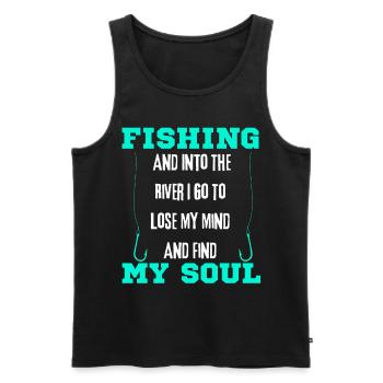 Fishing And Into The River I Go To Lose My Mind - Débardeur bio Premium Homme - noir - Devant - Michal (187cm)