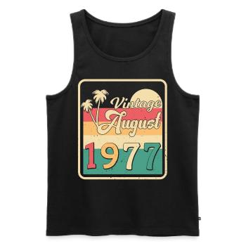 Born 1977 in August - Men's Premium Organic Tank Top - black - Front - AI Model Male 178 light (178cm)