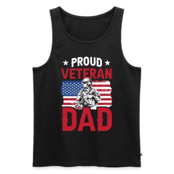 Proud Veteran Dad Father Father Day Daddy Sayings - Men's Premium Organic Tank Top - black - Front - Michal (187cm)