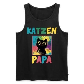 Katzen Papa Portrait Tiermotiv Geschenk - Männer Premium Bio Tank Top - Schwarz - Vorne - Michal (187cm)