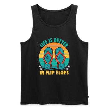 Strandurlaub am Meer Design Strandmotiv - Männer Premium Bio Tank Top - Schwarz - Vorne - Michal (187cm)