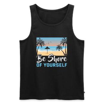 Strandurlaub am Meer Design Strandmotiv - Männer Premium Bio Tank Top - Schwarz - Vorne - Michal (187cm)