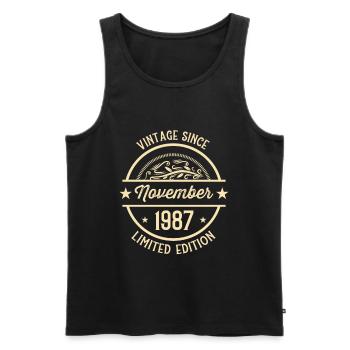 Anniversaire Vintage depuis Novembre 1987 - Débardeur bio Premium Homme - noir - Devant - Michal (187cm)