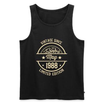 Anniversaire Vintage depuis mai 1988 - Débardeur bio Premium Homme - noir - Devant - Michal (187cm)