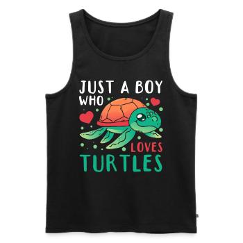 Amoureux des tortues de mer Sweet Turtle I - Débardeur bio Premium Homme - noir - Devant - Michal (187cm)