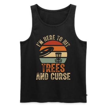 Je suis ici pour jouer à Trees Disc Golf Vintage Ultimate - Débardeur bio Premium Homme - noir - Devant - Michal (187cm)