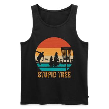 Stupid tree-disc-golf-grape harvest-crucial - Men's Premium Organic Tank Top - black - Front - AI Model Male 178 light (178cm)