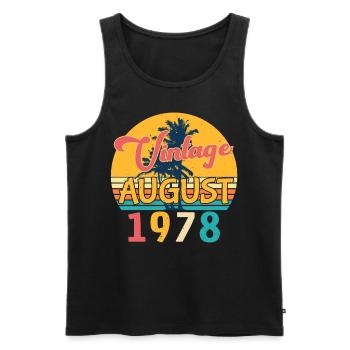 1978 August Retro - Men's Premium Organic Tank Top - black - Front - AI Model Male 178 light (178cm)