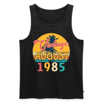 Year of construction 1985 in August - Men's Premium Organic Tank Top - black - Front - Michal (187cm)