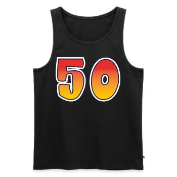 Zahl 50 Rot - Oranges Design - Männer Premium Bio Tank Top - Schwarz - Vorne - AI Model Male 178 light (178cm)