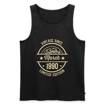 Anniversaire Vintage depuis Mars 1990 - Débardeur bio Premium Homme - noir - Devant - Michal (187cm)