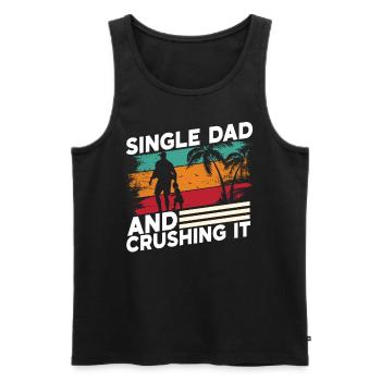 Single Parent Father Single Parent Daddy Papa - Men's Premium Organic Tank Top - black - Front - AI Model Male 178 light (178cm)