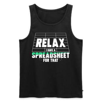 Relax I have a spreadsheet for this - Men's Premium Organic Tank Top - black - Front - AI Model Male 178 light (178cm)
