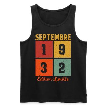 Septembre 1932 Édition limitée Cadeau Anniversaire - Débardeur bio Premium Homme - noir - Devant - Michal (187cm)