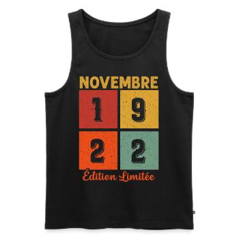 Novembre 1922 Edition limitée Cadeau Anniversaire - Débardeur bio Premium Homme - noir - Devant - Michal (187cm)