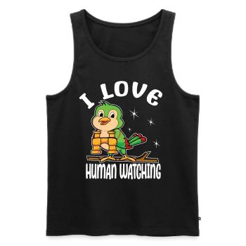 I Love Human Watching - Funny Birder Costume - Men's Premium Organic Tank Top - black - Front - AI Model Male 178 light (178cm)