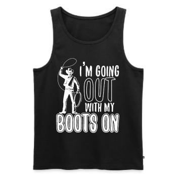 Going Out With My Boots On - Men's Premium Organic Tank Top - black - Front - AI Model Male 178 light (178cm)