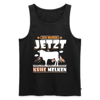 Landwirt Bauer Kühe melken - Männer Premium Bio Tank Top - Schwarz - Vorne - AI Model Male 178 light (178cm)