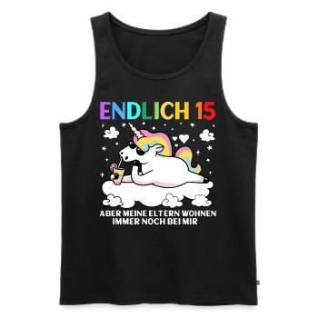Endlich 15 Meine Eltern Wohnen Immer Noch Bei Mir - Männer Premium Bio Tank Top - Schwarz - Vorne - Michal (187cm)