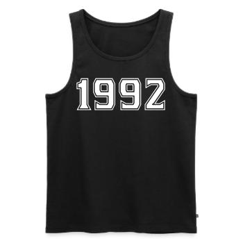 Année 1992 - Année chanceuse - Débardeur bio Premium Homme - noir - Devant - AI Model Male 178 light (178cm)
