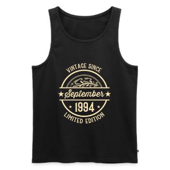 Anniversaire Vintage depuis Septembre 1994 - Débardeur bio Premium Homme - noir - Devant - Michal (187cm)
