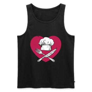 Chef Chef Chapeau de chef Gastronomie Cuisine - Débardeur bio Premium Homme - noir - Devant - AI Model Male 178 light (178cm)