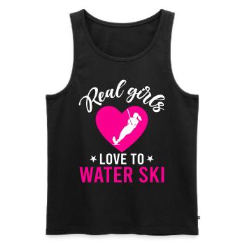 Waterskiing - Real girls love to water ski - Water - Men's Premium Organic Tank Top - black - Front - AI Model Male 178 light (178cm)