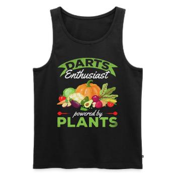 Passionné de fléchettes propulsé par des plantes I Lustiger - Débardeur bio Premium Homme - noir - Devant - Michal (187cm)