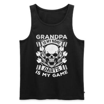 Grand-père est mon nom Fléchettes est mon jeu Je Grand-père - Débardeur bio Premium Homme - noir - Devant - AI Model Male 178 light (178cm)