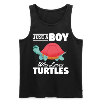 Just a boy who loves turtles - Men's Premium Organic Tank Top - black - Front - Michal (187cm)
