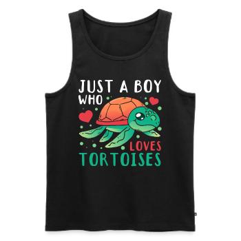 Juste un garçon qui aime les tortues - Débardeur bio Premium Homme - noir - Devant - Michal (187cm)