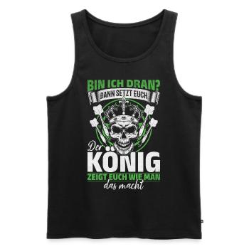 Der König zeigt euch wie man das macht - Dart - Männer Premium Bio Tank Top - Schwarz - Vorne - AI Model Male 178 light (178cm)