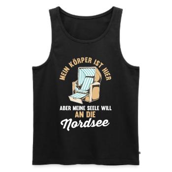 Meine Seele will an die Nordsee - Männer Premium Bio Tank Top - Schwarz - Vorne - Michal (187cm)