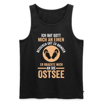 Gott brachte mich an die Ostsee - Männer Premium Bio Tank Top - Schwarz - Vorne - Michal (187cm)
