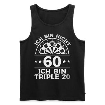 Ich bin nicht 60 Ich bin triple 20 - Dart Spieler - Männer Premium Bio Tank Top - Schwarz - Vorne - Michal (187cm)