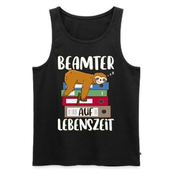 Beamter auf Lebenszeit Beamten Spruch Faultier - Männer Premium Bio Tank Top - Schwarz - Vorne - Michal (187cm)