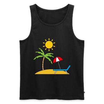 Umbrella Palm Beach Summer Time - Men's Premium Organic Tank Top - black - Front - Michal (187cm)