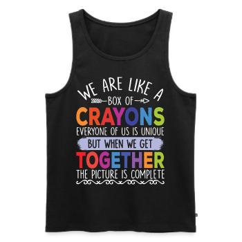 We Are Like A Box Of Crayons Back To School - Men's Premium Organic Tank Top - black - Front - AI Model Male 178 light (178cm)