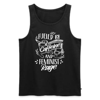 Powered by caffeine and feminist anger - Men's Premium Organic Tank Top - black - Front - Michal (187cm)