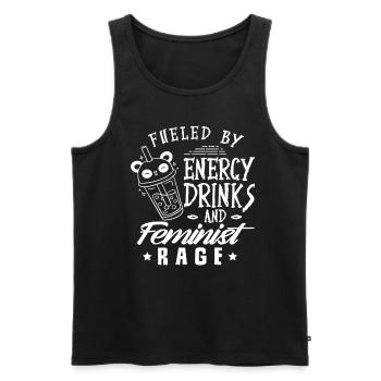 Alimenté par les boissons énergisantes et la colère féministe - Débardeur bio Premium Homme - noir - Devant - Michal (187cm)