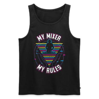 DJ Tshirt for Party Disc Jockey Rave Techno Mixer - Men's Premium Organic Tank Top - black - Front - AI Model Male 178 light (178cm)