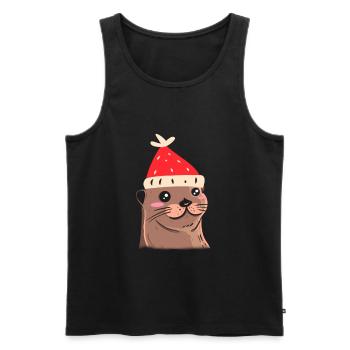 Ugly Christmas Otter Knitting Xmas Christ Child - Men's Premium Organic Tank Top - black - Front - Michal (187cm)
