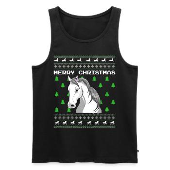 Christmas Horse Ugly Christmas Gift Xmas - Men's Premium Organic Tank Top - black - Front - Michal (187cm)